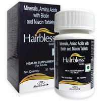 Mankind Hairbless Hair Supplement | With Biotin And Niacin | Gluten Free | Amino Acid, Minerals And Vitamins | Enriched With L-Cystiene | 30 Tablets