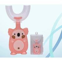 Safe-O-Kid- Silicone U Shaped Brush For Baby, Extra Safe, Oral Hygiene Teething/Gums With Attractive Case - Pink