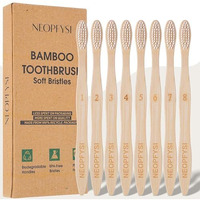 Neopfysi Bamboo Toothbrush | Eco-Friendly Wooden Handle | Biodegradable, Bpa-Free Bristles | Natural Compostable Oral Care For Adults | Sustainable & Stylish Toothbrush (Wooden, (Pack Of 8))