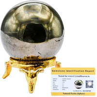 Certified Pyrite Crystal Ball For Meditation - Premium Crystal Vastu Items For Home And Feng Shui Items For Good Luck - Ideal For Pooja Supplies And Spiritual Practices (1.5" Inch)