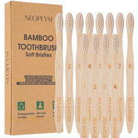Neopfysi Bamboo Toothbrush | Eco-Friendly Wooden Handle | Biodegradable, Bpa-Free Bristles | Natural Compostable Oral Care For Adults | Sustainable & Stylish Toothbrush (Wooden, (Pack Of 12))