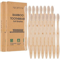 Neopfysi Bamboo Toothbrush | Eco-Friendly Wooden Handle | Biodegradable, Bpa-Free Bristles | Natural Compostable Oral Care For Adults | Sustainable & Stylish Toothbrush (Wooden, (Pack Of 16))