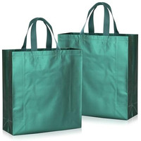 Drapme Medium Size Pack Of 20 Pcs Matt Metallic Laminated Non-Woven Reusable Eco-Friendly Party Return Gift Bags (Bottle Green) (Medium 12X13X4 Inch)