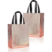 Drapme Medium Size Pack Of 50 Pcs Glossy Metallic Laminated Non-Woven Reusable Eco-Friendly Party Return Gift Bags (Rose Gold) (Medium 12X13X4 Inch)