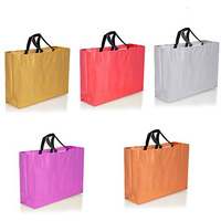 Drapme Large Size Pack Of 20 Pcs Glossy Metallic Laminated Non-Woven Reusable Eco-Friendly Party Return Gift Bags (Mix) (Large 17X12X5 Inch)