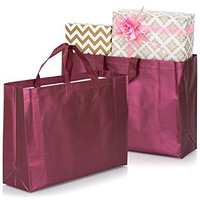 Drapme Large Size Pack Of 5 Pcs Matt Metallic Laminated Non-Woven Reusable Eco-Friendly Party Return Gift Bags (Wine) (Large 17X12X5 Inch)