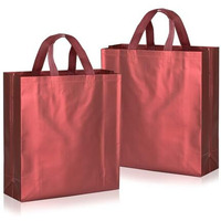 Drapme Medium Size Pack Of 50 Pcs Matt Metallic Laminated Non-Woven Reusable Eco-Friendly Party Return Gift Bags (Maroon) (Medium 12X13X4 Inch)