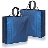 Drapme Medium Size Pack Of 20 Pcs Matt Metallic Laminated Non-Woven Reusable Eco-Friendly Party Return Gift Bags (Navy Blue) (Medium 12X13X4 Inch)