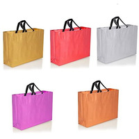 Drapme Large Size Pack Of 30 Pcs Glossy Metallic Laminated Non-Woven Reusable Eco-Friendly Party Return Gift Bags (Mix) (Large 17X12X5 Inch)