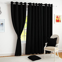 Story@Home Blackout Door Curtains 7 Feet Set Of 2 | Plain Design | 100% Room Darkening | Thermal Insulated Curtains | Curtain For Living Room | (116 X 215 Cm, Black) | Perfect For Home Decor