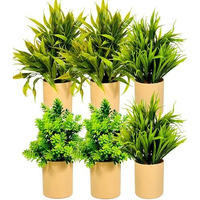 Dekorly Artificial Potted Plants, Artificial Plastic Eucalyptus Plants Small Indoor Potted Houseplants, Small Faux Plants For Home Decor Bathroom Office Farmhouse (Cylinder Brown Pot)