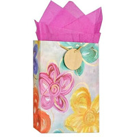 Kidsywinsy Pack Of 5 Flowers Gift Bag (Medium,8.65 * 3 * 12 Inches) With Tissue & Thank You Card-Paper Gift Bags | Return Gift Bags For Pooja, Baby Shower, Festive Gifting, Birthday, Wedding