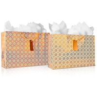 Kidsywinsy Pack Of 5 Copper Foil Gift Bag (Large,16 * 5 * 11 Inches) With Tissue & Thank You Card-Paper Gift Bags | Return Gift Bags For Pooja, Baby Shower, Festive Gifting, Birthday, Wedding