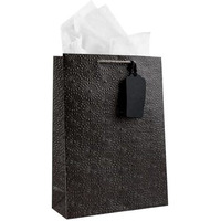 Kidsywinsy Pack Of 10 Black Embossed Gift Bags (Small,7 * 3 * 10.5 Inches) With Tissue & Thank You Card-Paper Gift Bag| Return Gift Bags For Pooja, Baby Shower, Festive Gifting, Birthday, Wedding