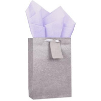Kidsywinsy Pack Of 5 Pastel Grey Gift Bag (Small,7 * 3 * 10.5 Inches) With Tissue & Thank You Card - Paper Gift Bags | Return Gift Bags For Pooja, Baby Shower, Festive Gifting, Birthday, Wedding