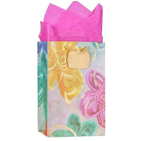 Kidsywinsy Pack Of 5 Flowers Gift Bag (Small,7 * 3 * 10.5 Inches) With Tissue & Thank You Card-Paper Gift Bags | Return Gift Bags For Baby Shower, Festive Gifting, Birthday, Wedding