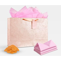 Kidsywinsy Pack Of 5 Pastel Pink Gift Bag (Large, 16 * 5 * 11 Inches) With Tissue & Thank You Card - Paper Gift Bags | Return Gift Bags For Pooja, Baby Shower, Festive Gifting, Birthday, Wedding