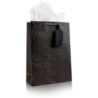 Kidsywinsy Pack Of 10 Black Embossed Gift Bags (Medium,8.65 * 3 * 12 Inches) With Tissue & Thank You Card-Paper | Return Gift Bags For Pooja, Baby Shower, Festive Gifting, Birthday, Wedding