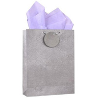 Kidsywinsy Pack Of 5 Pastel Grey Gift Bag (Medium,8.65 * 3 * 12 Inches) With Tissue & Thank You Card - Paper Gift Bags | Return Gift Bags For Pooja, Baby Shower, Festive Gifting, Birthday, Wedding