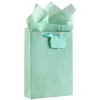 Kidsy Winsy Pack Of 5 Pastel Mint Gift Bag (Small,7 * 3 * 10.5 Inches) With Tissue & Thank You Card - Paper Gift Bags | Return Gift Bags For Pooja, Baby Shower, Festive Gifting, Birthday, Wedding