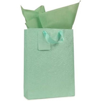 Kidsy Winsy Pack Of 5 Pastel Mint Gift Bags (Medium,8.65 * 3 * 12 Inches) With Tissue & Thank You Card - Paper Gift Bag | Return Gift Bags For Pooja, Baby Shower, Festive Gifting, Birthday, Wedding