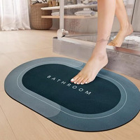 Sittella 2 Pieces (3.5Mm) Anti-Skid Water Soaking Oval Bathroom Print Rubber Mat, Water Absorbent Mat (40X60Cm) Green