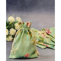 Satyam Kraft 10 Pcs Small Mini Jute Potli Bags Pouch For Marriage, Return, Birthday Gifting | Handmade Bags For Functions, Gifts Packing, Jewellery, Sweets, Dry Fruits, Chocolate, Party Favors, Hamper (Pack Of 10) (Green)