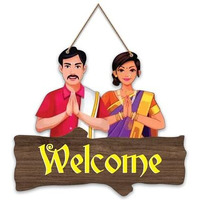 Artvibes Decorative Welcome Sign Wooden Wall Hanger For Gateway | Home Decor | Office | Gifts | Bedroom | Designer Artwork Decor Items For Living Room (Wh_8701Nn)