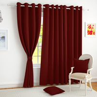 Story@Home Customisable Blackout Curtains 4 To 9 Feet Long Room Darkening, Noise Reducing, Window,Door, Long Door Curtain Plain,Maroon, 100% Opacity