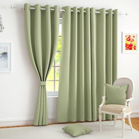 Story@Home Customisable Blackout Curtains 4 To 9 Feet Long Room Darkening, Noise Reducing, Window,Door, Long Door Curtain Plain,Light Green, 100% Opacity