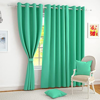 Story@Home Blackout Door Curtains 7 Feet Set Of 2 | Plain Printed | 75% Room Darkening | Thermal Insulated Curtains | Curtain For Living Room | (116 X 215 Cm, Teal) | Perfect For Home Decor