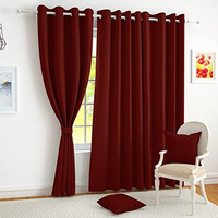 Story@Home Blackout Door Curtains 7 Feet Set Of 2 | Plain Printed | 90% Room Darkening | Thermal Insulated Curtains | Curtain For Living Room | (116 X 215 Cm, Maroon) | Perfect For Home Decor