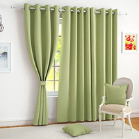 Story@Home Blackout Door Curtains 7 Feet Set Of 2 | Plain Printed | 71% Room Darkening | Thermal Insulated Curtains | Curtain For Living Room | (116 X 215 Cm, Light Green) | Perfect For Home Decor