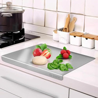 Go Store Premium (35 X 30 Cm) Stainlesssteel Countertop Chopping Board For Kitchen, Food-Grade Stainless Steel, Ideal For Vegetables, Fruits, Meat, Baking, Non-Slip, Anti-Bacterial