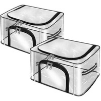 Storite 2 Pack 28 L Transparent Pvc Wardrobe Bag Underbed Moisture Proof Cloth Storage Organizer, Storage Box For Clothes Saree Bags With Zippered Closure & Handle (44 X 31 X 21 Cm)