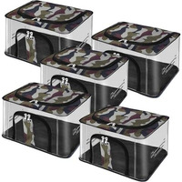 Storite 5 Pack Nylon 33 L Military Print Transparent Moisture Proof Storage Box For Clothes Closet Wardrobe Organizer For Clothes Saree Bags With Carry Handle - (44 X 31 X 24 Cm)