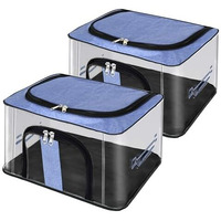 Storite 2 Pack Nylon 33 L Pvc Transparent Clothes Storage Bags/Saree Covers With Zip For Storage Specially Design For Woman Dresses,Sarees,Lehngas For Wardrobe Organizer(Skyblue, 44 X31X24 Cm)