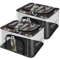 Storite 2 Pack Nylon 33 L Military Print Transparent Moisture Proof Storage Box For Clothes Closet Wardrobe Organizer For Clothes Saree Bags With Carry Handle - (44 X 31 X 24 Cm)