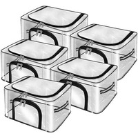 Storite 5 Pack 28 L Transparent Pvc Wardrobe Bag Underbed Moisture Proof Cloth Storage Organizer, Storage Box For Clothes Saree Bags With Zippered Closure & Handle (44 X 31 X 21 Cm)