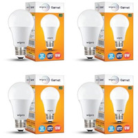 Wipro Garnet 9W Led Bulb For Home & Office |Cool Day White (6500K) | E27 Base|220 Degree Light Coverage |4Kv Surge Protection |400V High Voltage Protection |Energy Efficient | Pack Of 4