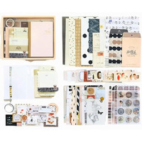 Vibevista Vintage Aesthetic Scrapbook Kit, 346 Pcs, A6 Grid Notebook, Washi , Envelopes, Scrapbook Papers, Folding Labels, Background Papers, Photo Frames, Calendar Stickers, Stickers (Rotat Street, Beige)