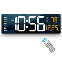 Cbk Digital Alarm Wall Clock Table Clock 16.2 Inch Large Led Display Digital Clock With Remote Control/Automatic Brightness Dimmer With Date Week Temperature (Font Colors May Vary)