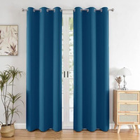 Homemonde Heavy Blackout Curtains Door 7 Feet - Thermal Insulated, 90% Room Darkening Curtain, Set Of 2, Blue - 84 Inches
