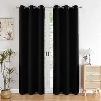 Homemonde Room Darkening Curtain For Window 6 Feet Pack Of 2 - Heavy Polyester 98% Blackout Thick Curtains, Room Privacy And Thermal Insulation - (Black - 72 Inches)