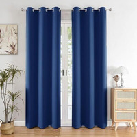Homemonde Room Darkening Curtain For Long Door 10 Feet Pack Of 2 - Heavy Polyester 95% Blackout Thick Curtains, Room Privacy And Thermal Insulation - (Navy Blue - 120 Inches)
