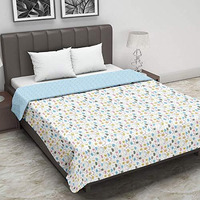 Trance Home Linen Pure Cotton Reversible 200 Tc Dohar Toddler Size | Ac Quilt For Babies | Infants - New Born Blanket | Soft Light-Weight Bed Blanket 0-4 Years Kids(140Cm X 100Cm, Summer Dreams Blue)