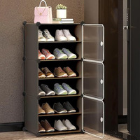 Aysis 6 Shelf Diy Shoe Rack Box Organizer ^ Multi-Purpose Plastic Shoe Rack For Home, Pp Plastic Home Shoe Rack With Door For Entryway, Chappal Slipper Shoe Standgrey, 6-Shelf-3-Door