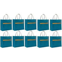 Soman Jute Ecofriendly Return Gift Bags With Zip Hot Blue Pack Of 10 Bags
