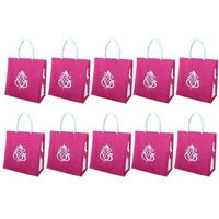 Soman Jute Ecofriendly Return Gift Bags Ganesha Printed With Zip Pink Pack Of 10 Bags