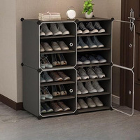 Aysis 12 Shelf Diy Shoe Rack Box Organizer ^ Multi-Purpose Plastic Shoe Rack For Home, Pp Plastic Home Shoe Rack With Door For Entryway, Chappal Slipper Shoe Standgrey, 12-Shelf-4-Door